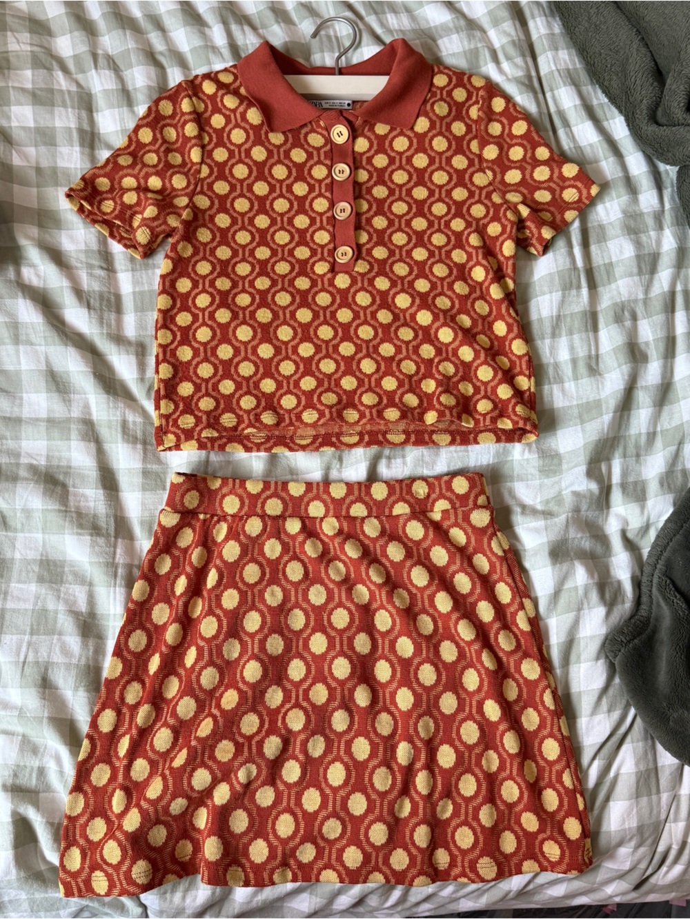 Zara Orange and Yellow Retro Polo Mini Dress Set